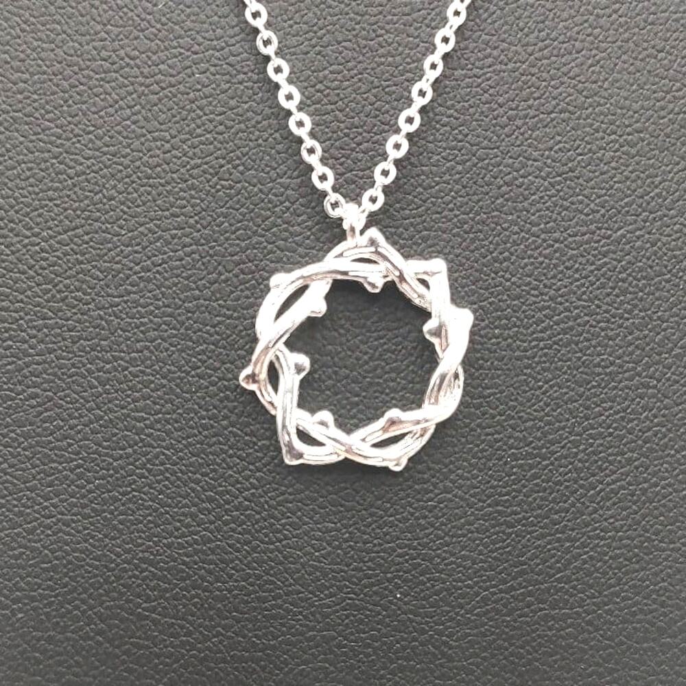 925 Sterling Silver Necklace Crown Of Thorns Jesus Christian Valentines Gift New